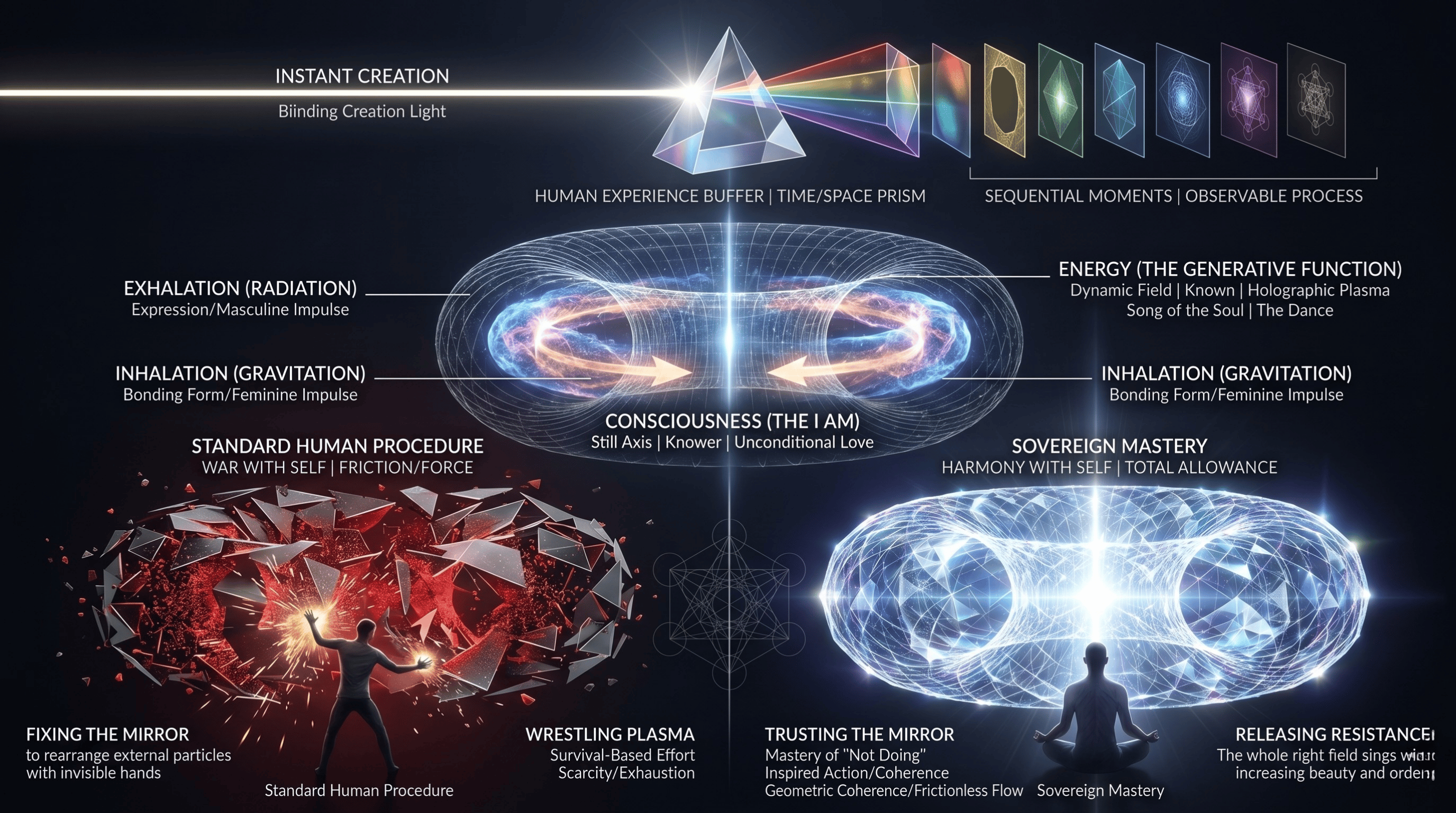 Infographic illustrating the relationship between consciousness and energy.