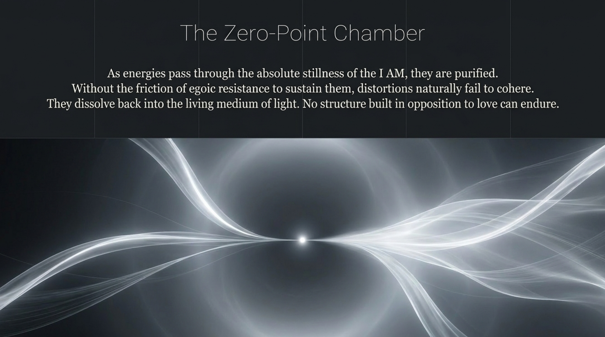 An illustration depicting the zero-point where energies are purified and distortions are cleared.