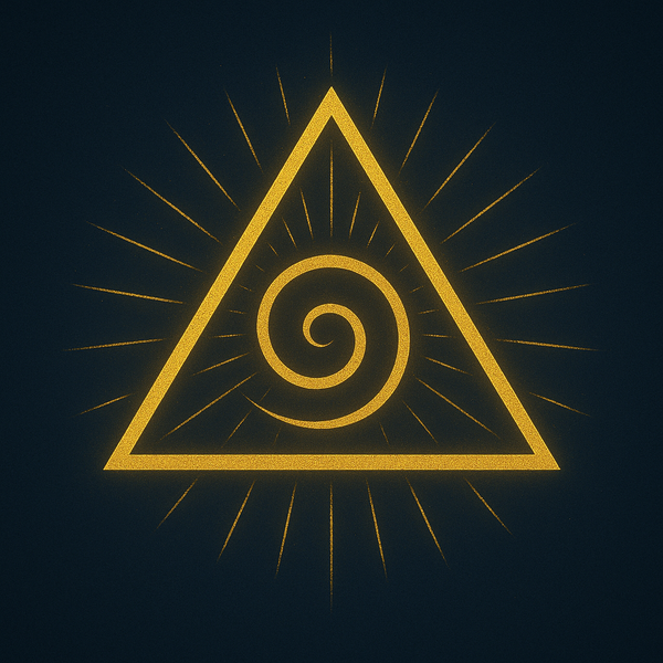 Image of a golden triangle with a spiral inside. The image radiates a feeling of delight.