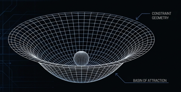 Image of a constraint and attractor basin.