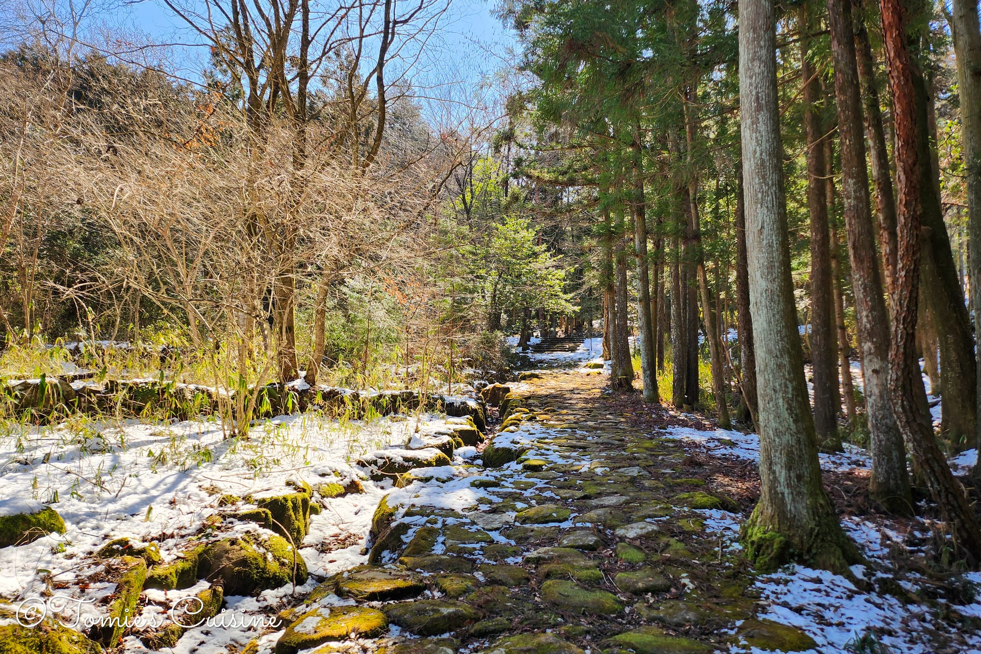 The beautiful stone pavement on the way to Biwa Mountain Pass.