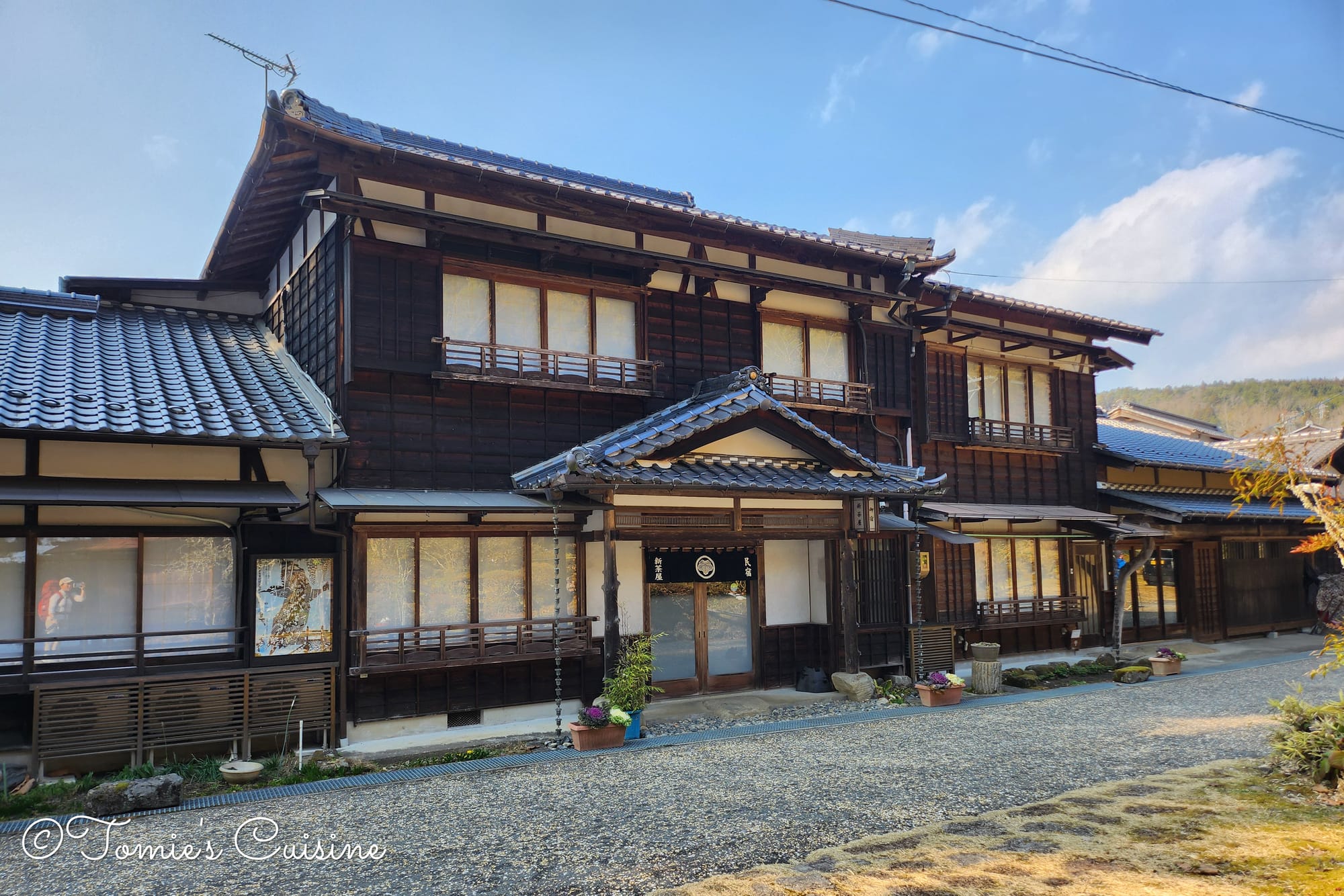 Entrance of Shinchaya, a traditional wooden inn near Magome-juku
