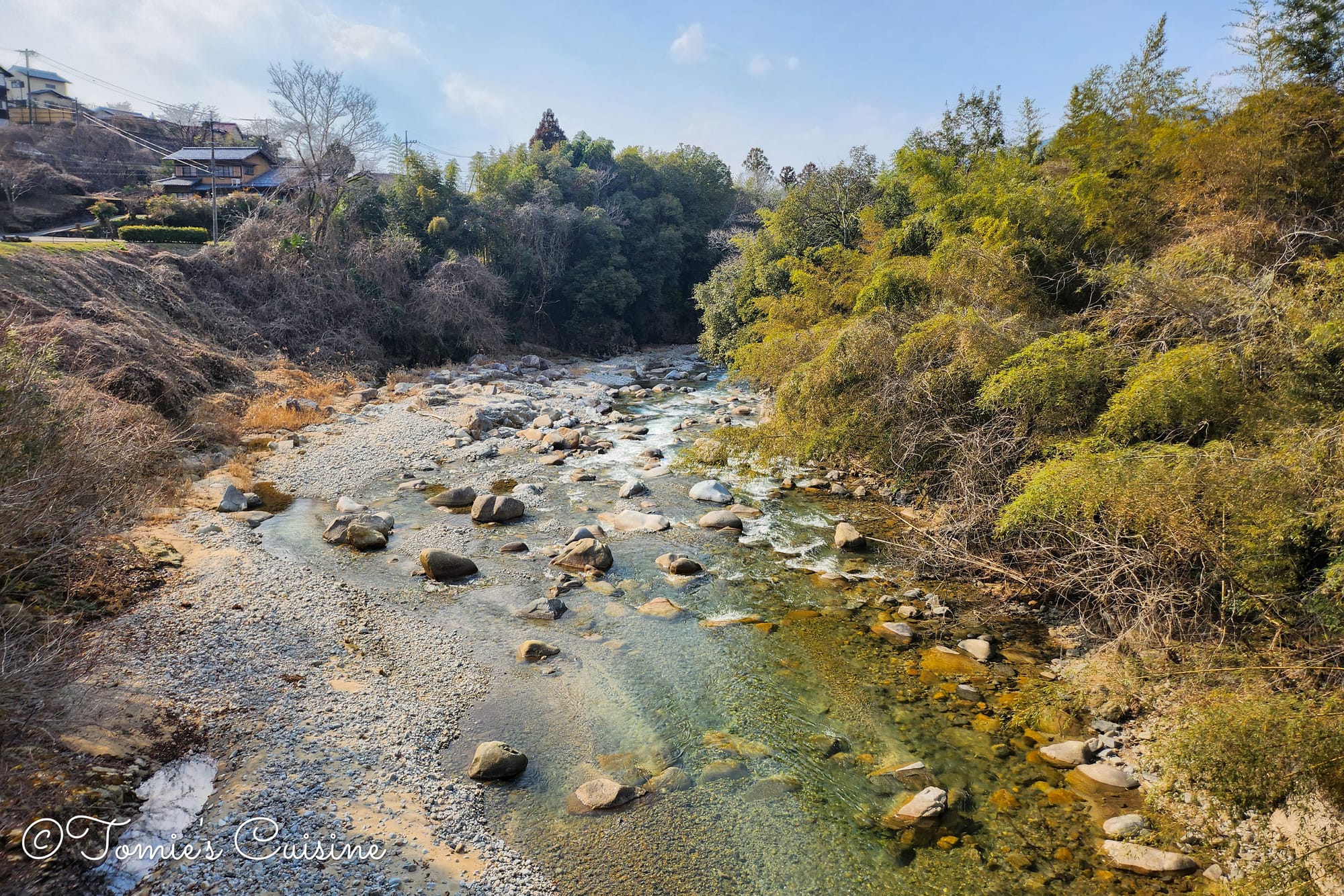Rocky Ochiai River on the other side of the Ochiai Ohashi bridge