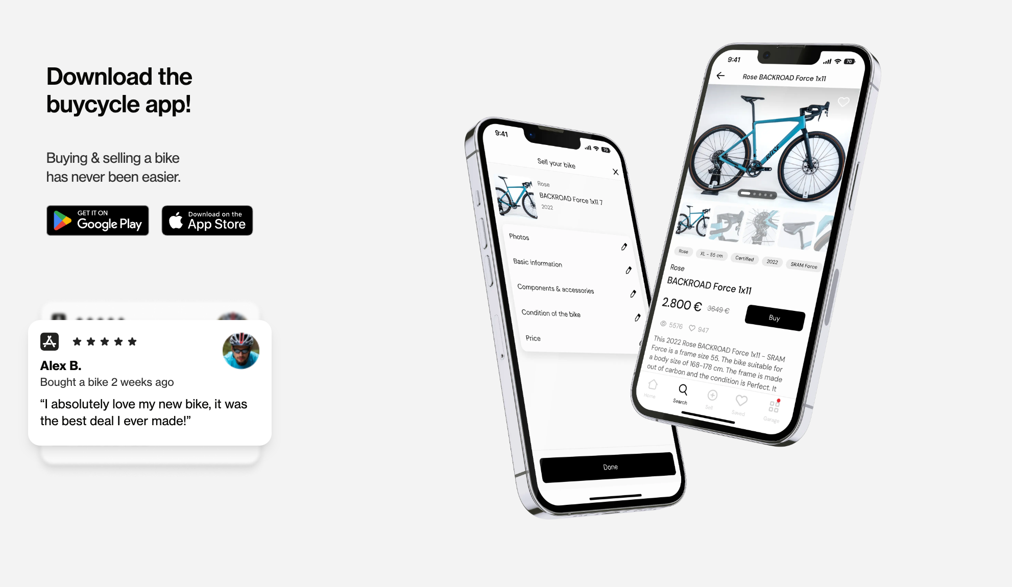 l'application de buycycle