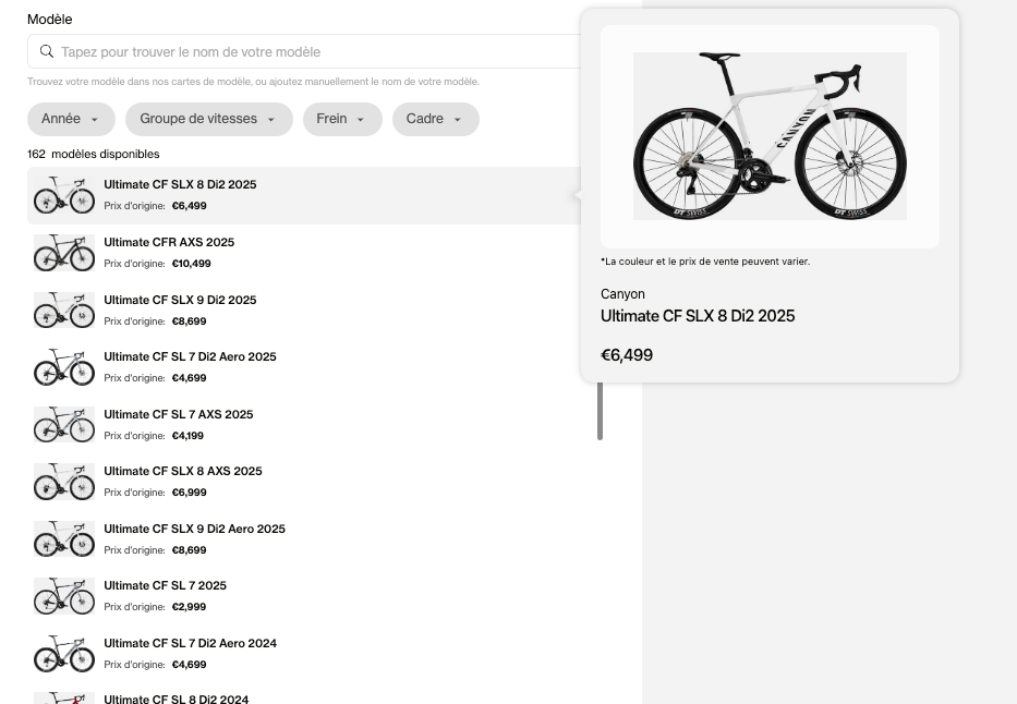 Estimation du prix des vélos d'occasion