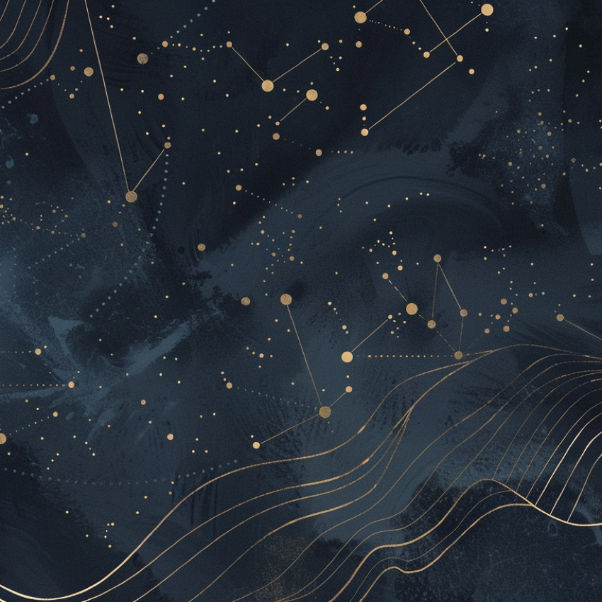 Abstract illustration showing star patterns and geometric lines representing Vedic astrology accuracy and astronomical calculation.