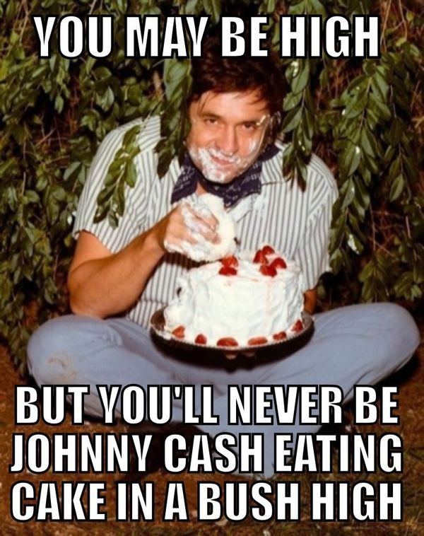 YOU MAY BE HIGH BUT YOU'LL NEVER BE JOHNNY CASH EATING CAKE IN A BUSH HIGH - Meme Collection ...