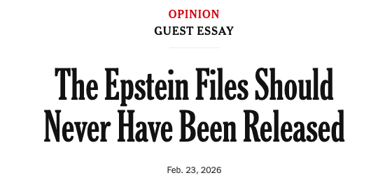 screen cap image of a NY Times Opinion headline