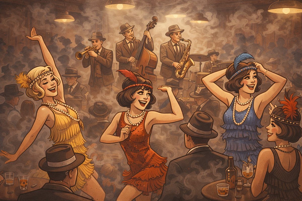 cartoon image of a speakeasy during prohibition