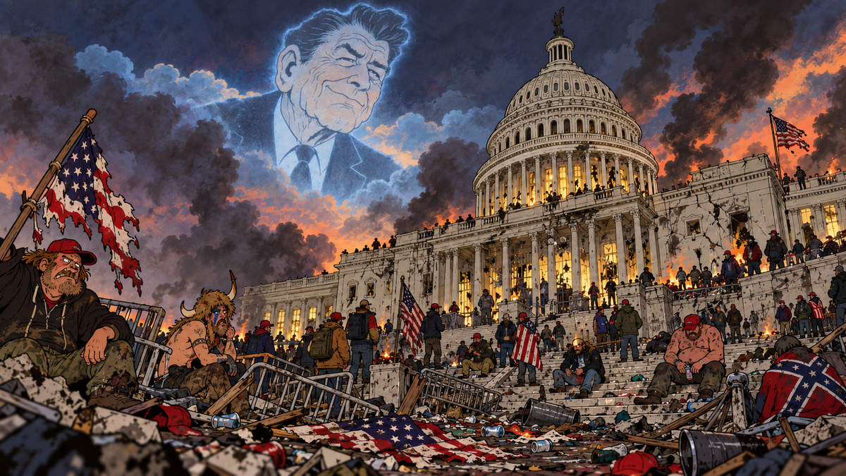 the ghost of president reagan looks down upon the chaos of January 6th approvingly