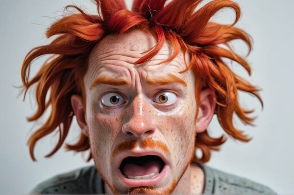 an AI generated image of a freaked out red head
