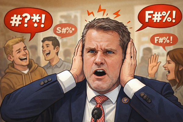 ai generated image of Adam Kinzinger upset that people say the word "fuck"