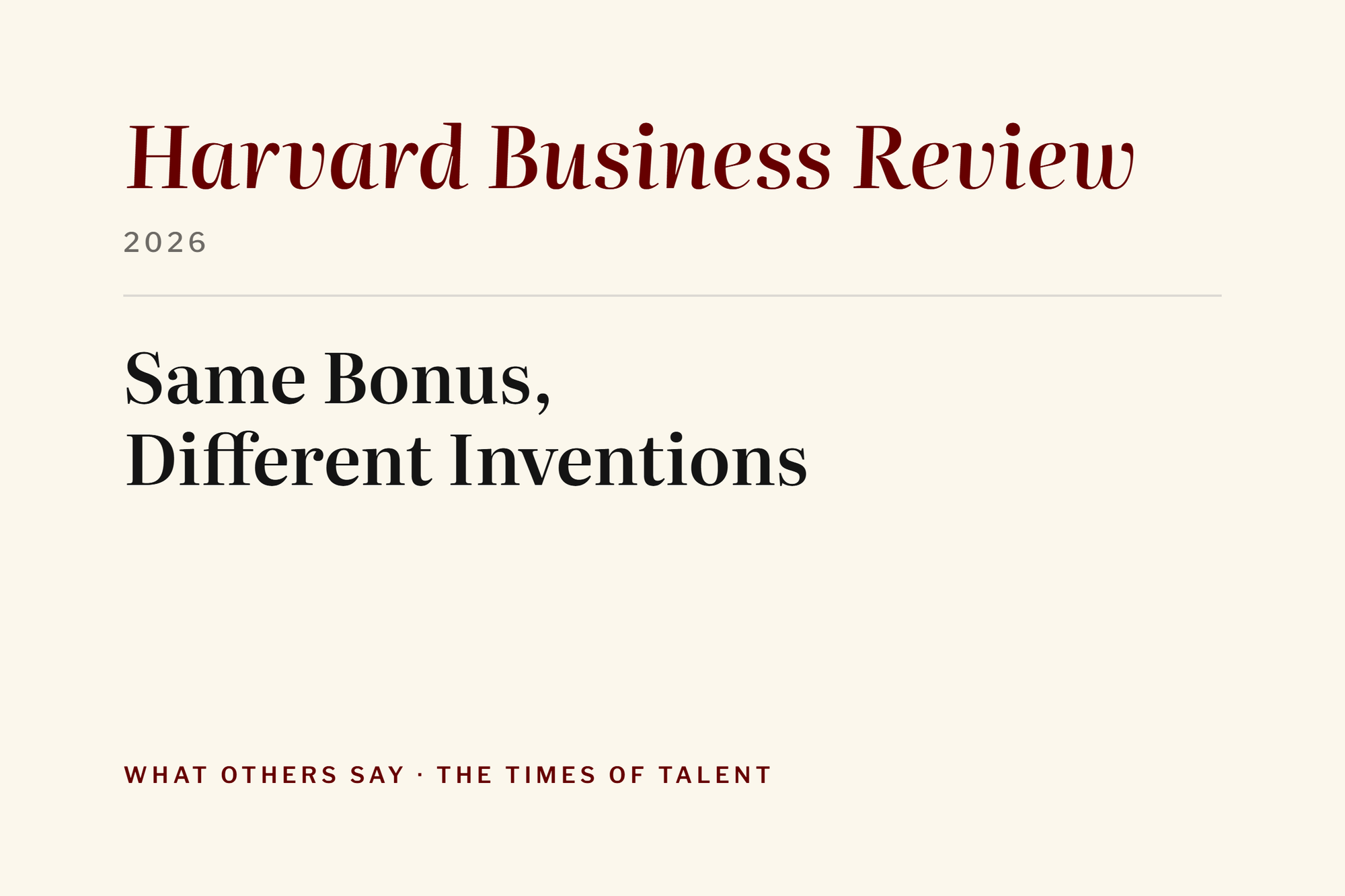 Same Bonus, Different Inventions