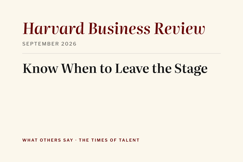 Know When to Leave the Stage