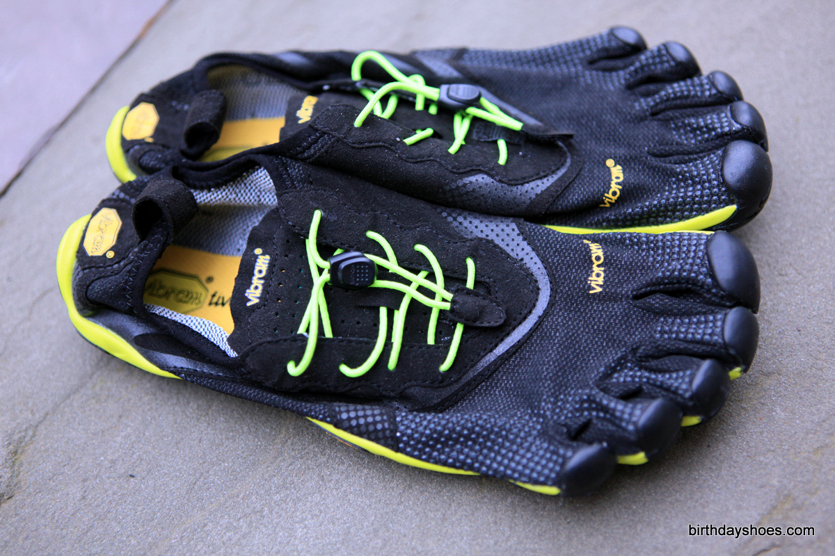 The men's FiveFingers Bikila EVO in black with neon accents.
