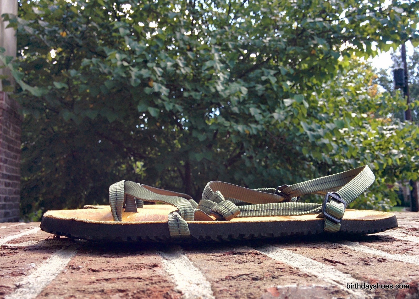  Here look at where the straps on the side are looping through the sole but somewhat elevated off the ground, helping keep them from prematurely wearing.