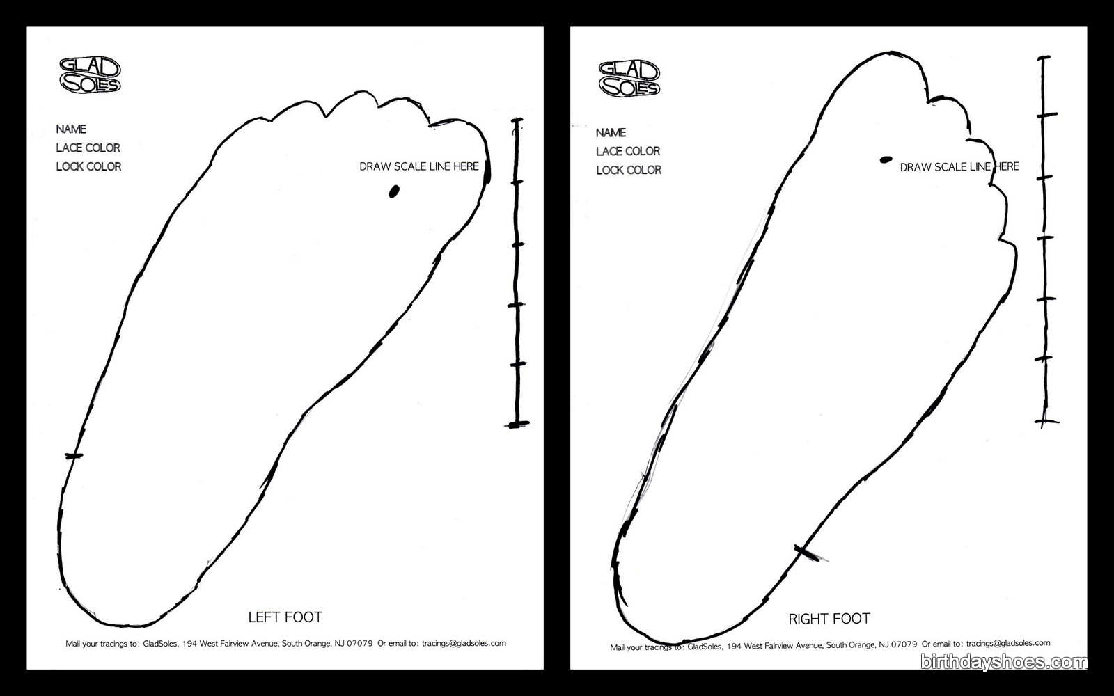 My foot tracings for the custom-made Gladsoles
