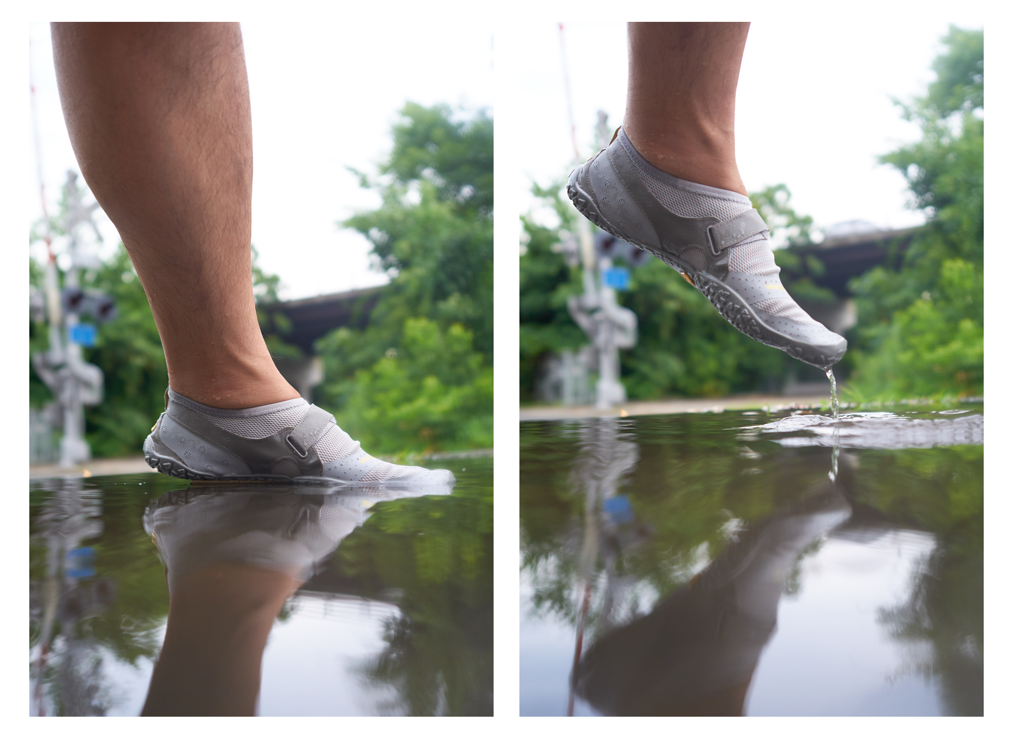 The V-Aqua features drain holes to evacuate water out of your footbed as quickly as possible between submersions