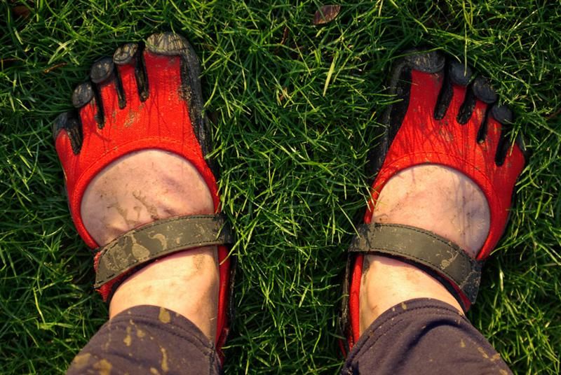 Jason Runs in Red Sprint FiveFingers