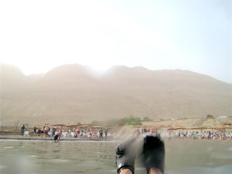 Floating in the Dead Sea in KSO Vibram Five Fingers