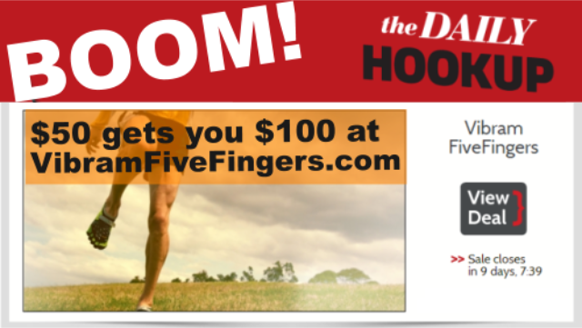 Vibram FiveFingers Deal Alert: The "HookUp:" $50 gets you $100 of Merch