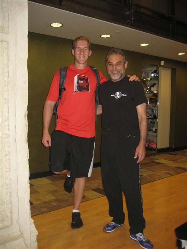 Strike a Pose!  Ben in Vibram Five Fingers KSOs with Dr. Nicholas Romanov of Pose Running