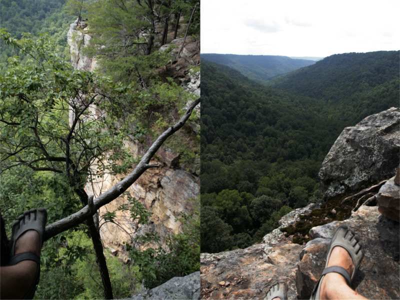Justin hikes in his grey five finger Sprints