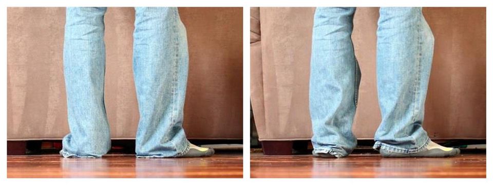 Pants on the Ground? A cheap and quick fix to stop jeans from dragging behind your heels while wearing Vibram Five Fingers and other Minimalist Shoes.