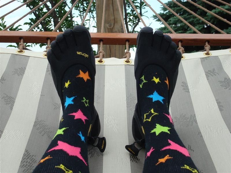Sarah's Starry Toe Socks with Black Vibram Five Fingers Classics