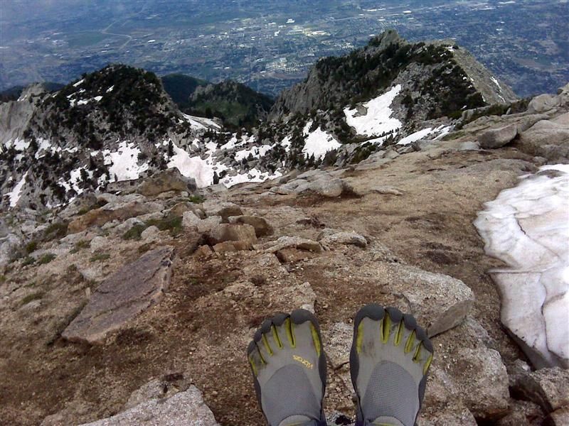 Travis hikes Loan Peak in Northern Utah (11K feet up) in his KSO FiveFingers