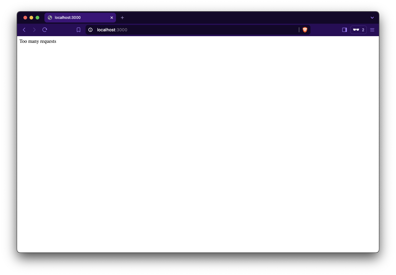 Screenshot of a browser showing the text "Too many requests".
