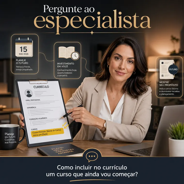 Pergunte ao especialista: Qual a melhor forma de colocar no currículo a informação do curso que ainda vou começar?