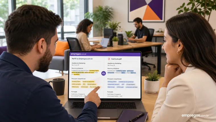 Perfil no Empregos.com vs. Currículo em PDF: Como as Palavras-Chave Funcionam em Cada Um