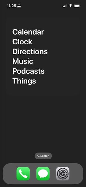 An image of a Dumbify app minimal iPhone Home Screen.