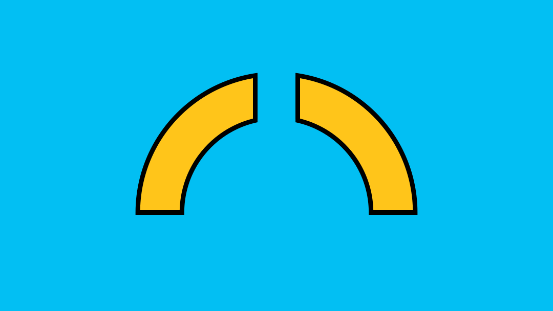 A geometric figure enter screen, bumps into the side a fence, then reorients itself and passes through a gap in the fence.