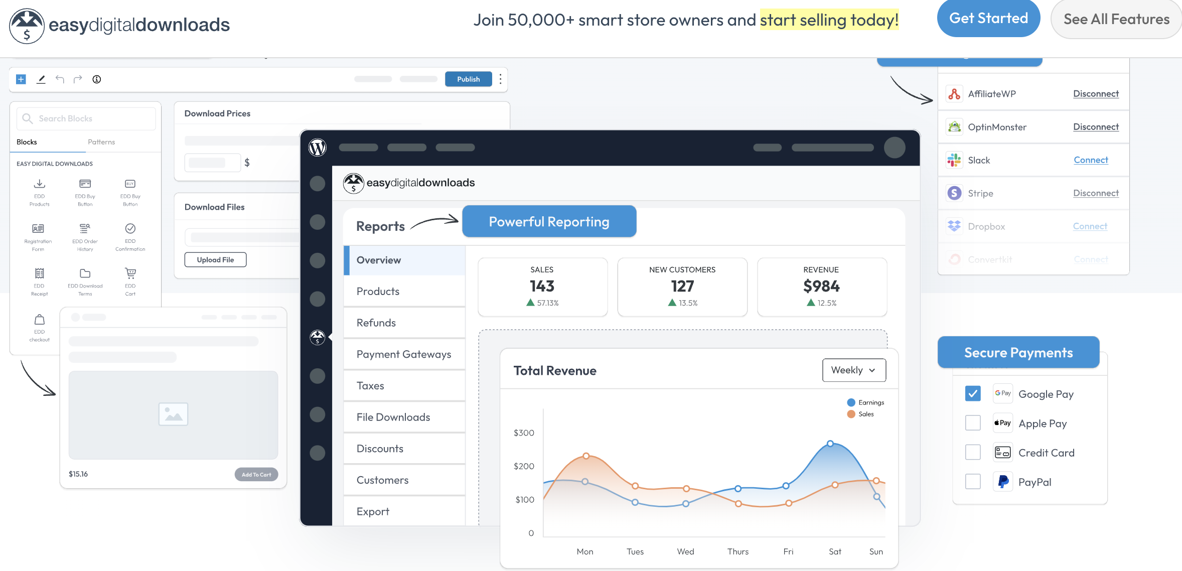 easy digital downloads homepage