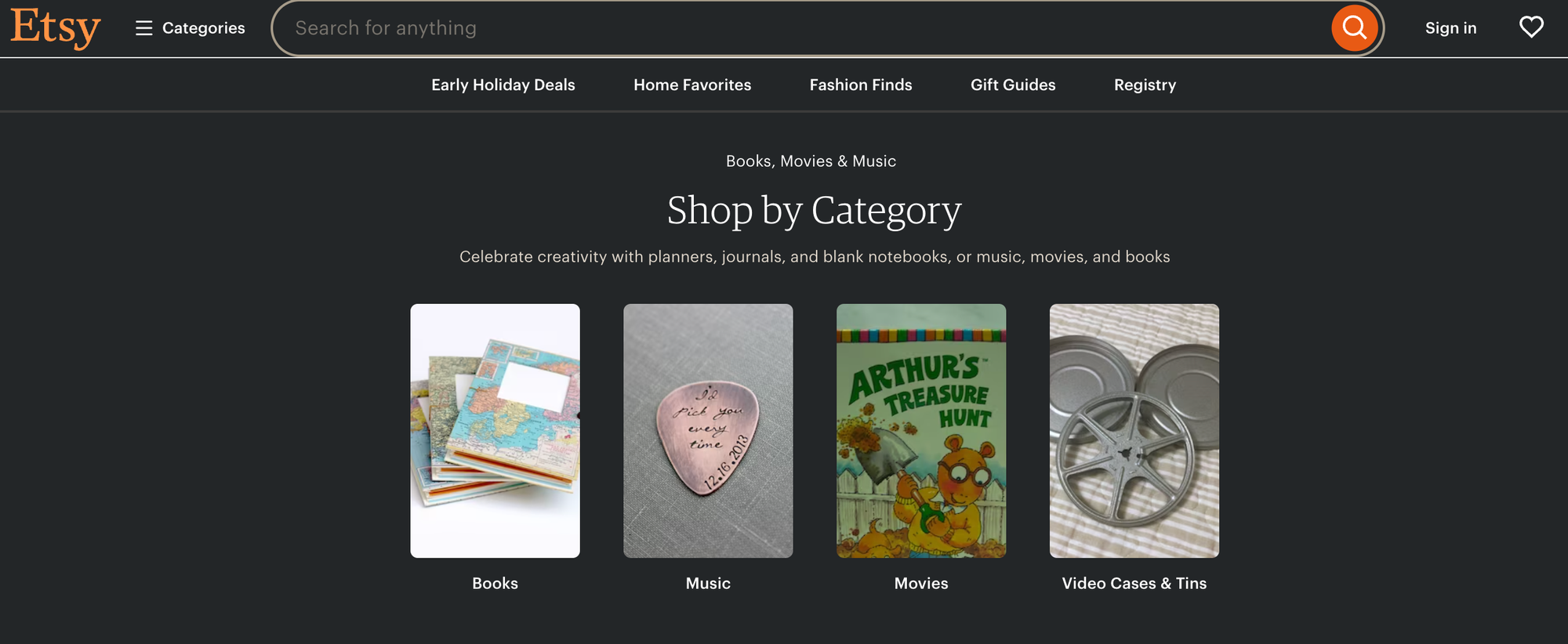 etsy homepage 