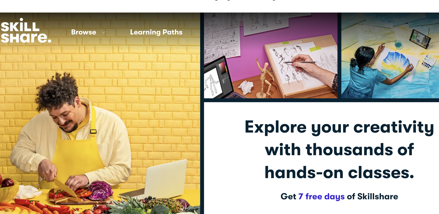 skillshare homepage