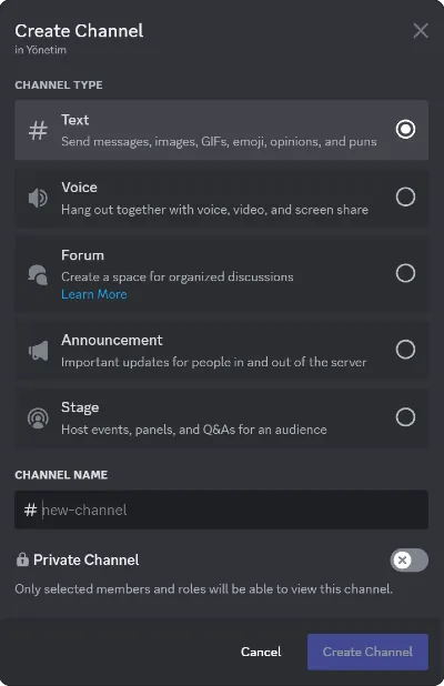 discord server channels