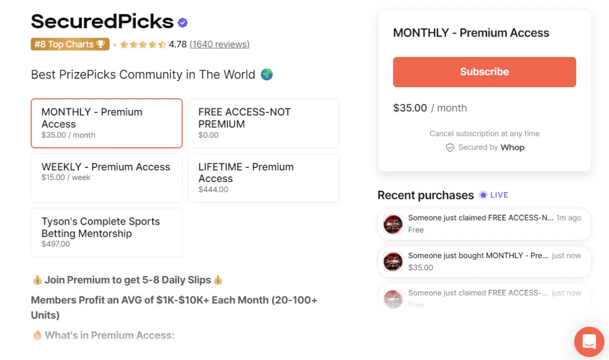 SecuredPicks options