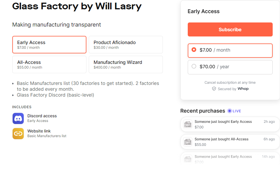 Glass factory membership