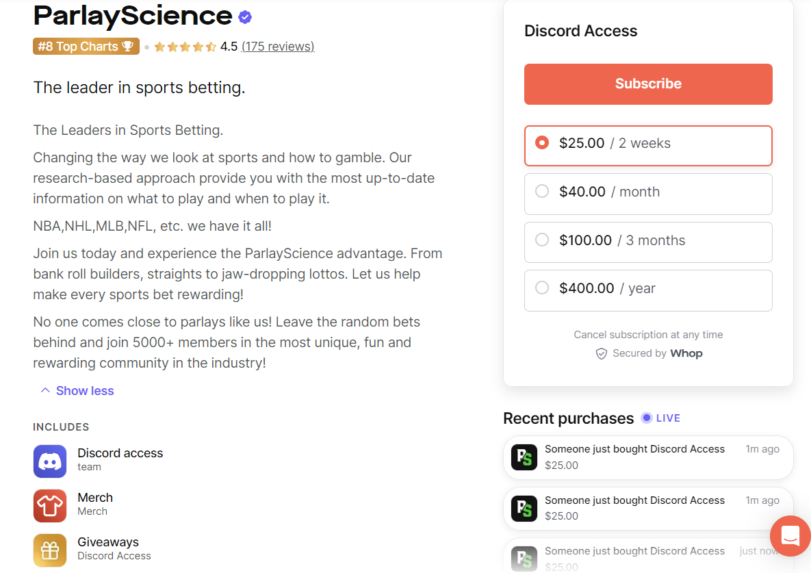 ParlayScience membership