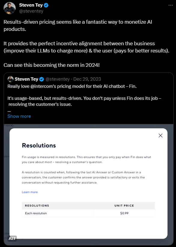 Tweet from Steven Tey: Results-Driven Pricing