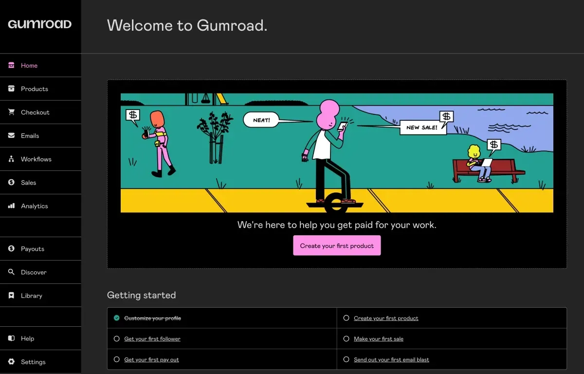 Gumroad product hub
