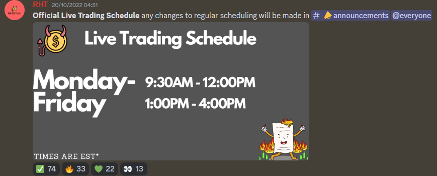 red hot trade schedule