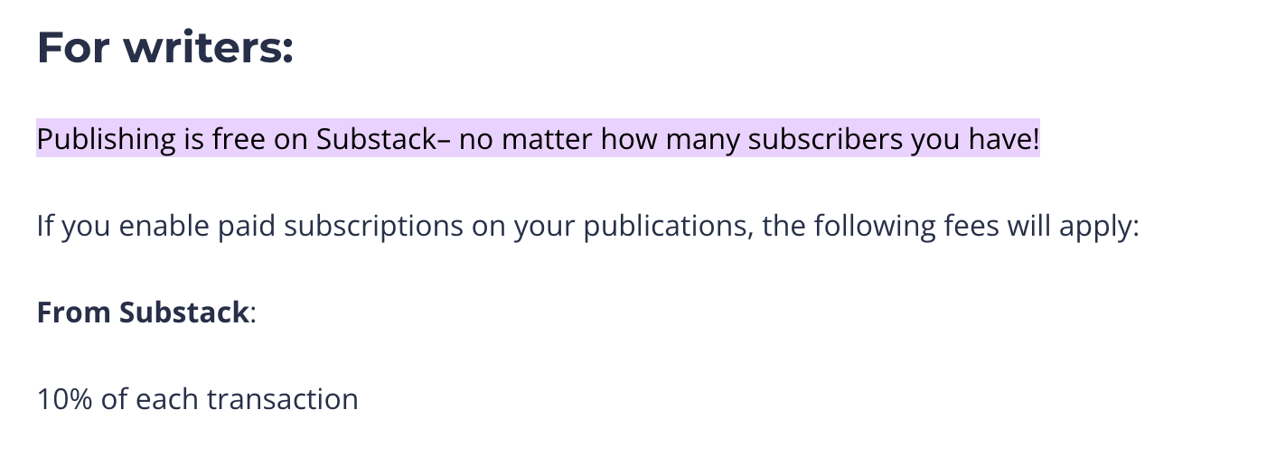substack cost