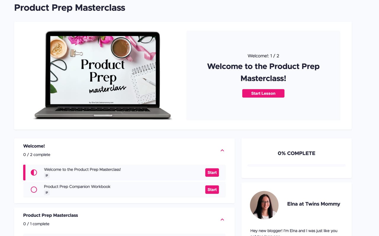 teachable course page