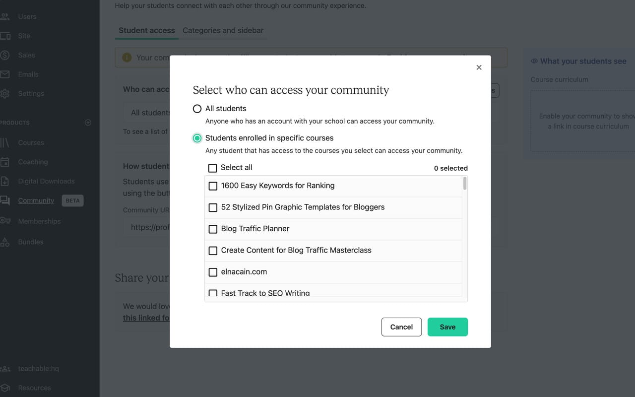 teachable enrolled students