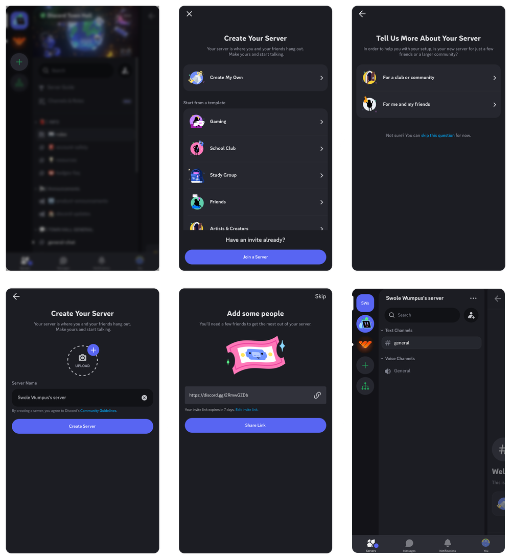 create discord server mobile