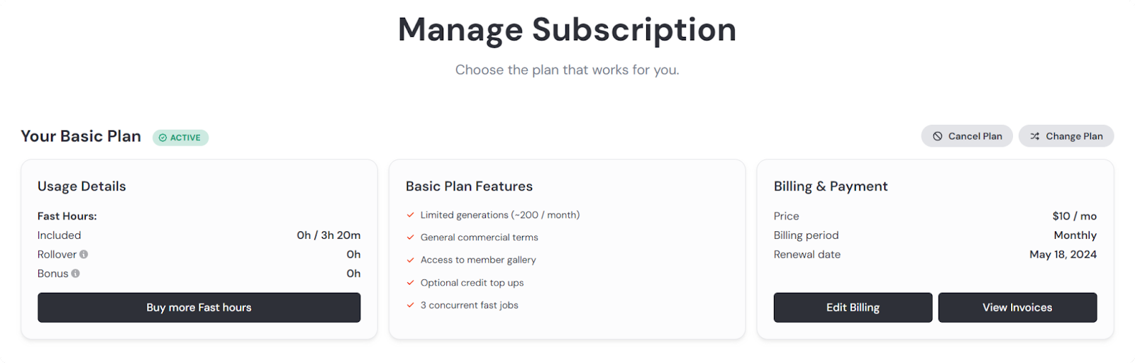 midjourney sub manage
